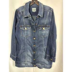Western Wear Liverpool Medium Wash Denim Longline Jacket Gold Buttons Festival